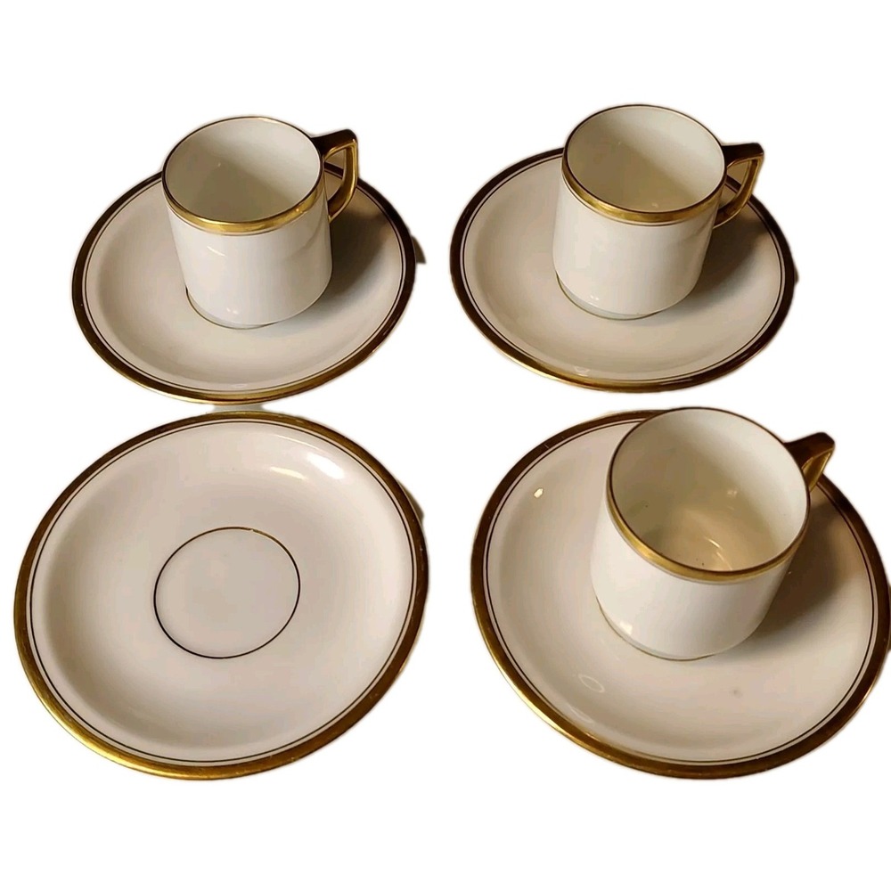 Bavaria Thomas Theee Demitasse Cups and Four Saucers Collection Antique‎ Germany